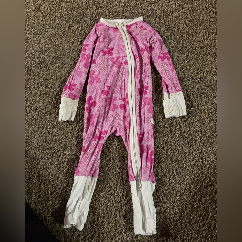 BAMBOO Pink Floral Kids Footie Pajama